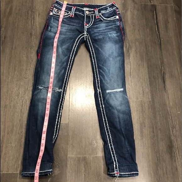 TRUE RELIGION HAND PICKED SKINNY RIPPED WOMENS JEANS - Picture 7 of 12